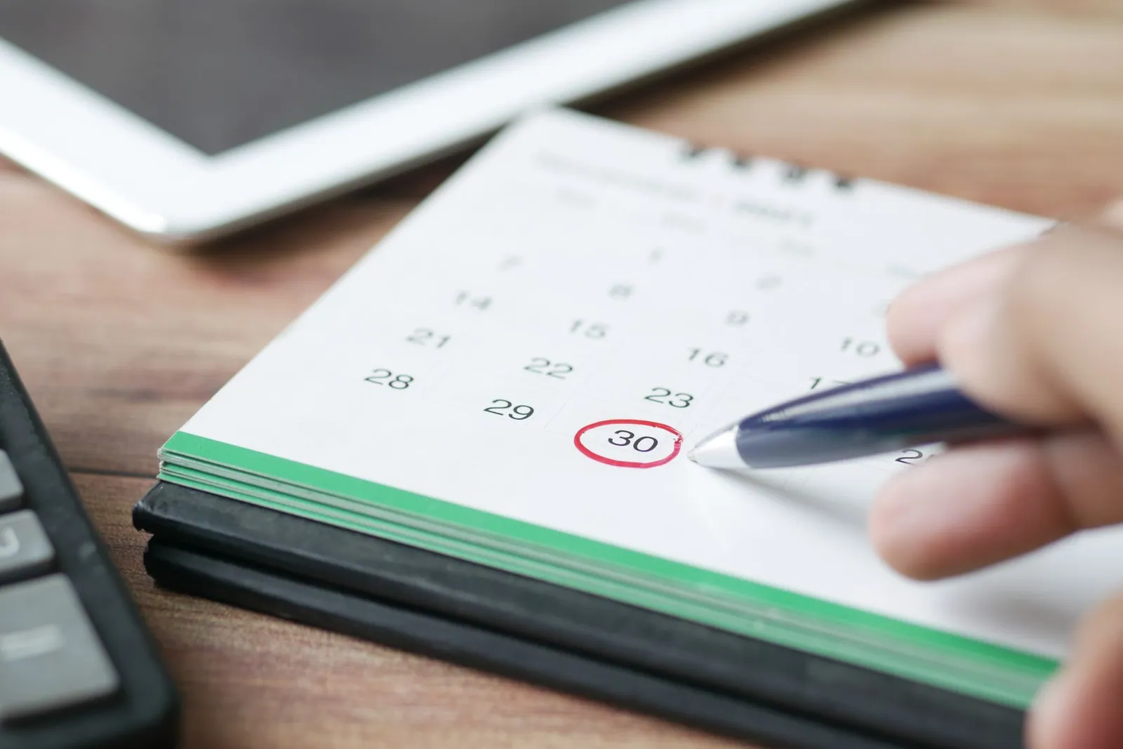 Marking a date on a calendar