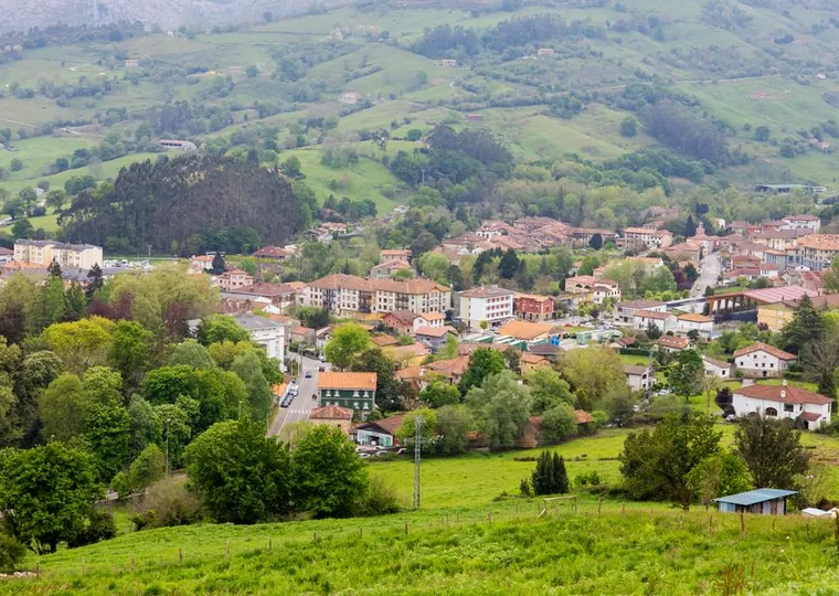 Green valley and village